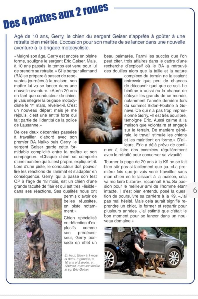 Une belle et longue carrière de chien Policier